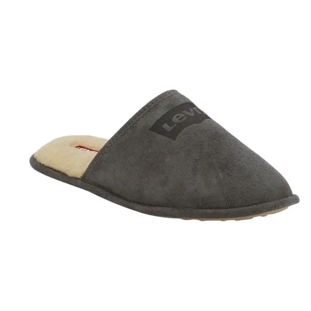 LEVIS Mens Faux Suede Scuff Slippers - Gray